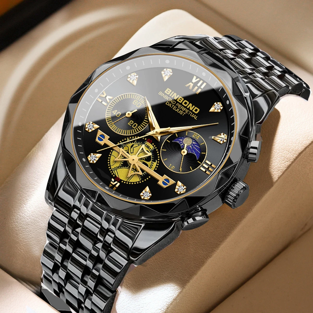 Luxury Watch For Men Stainless Steel Business Sport Wristwatches- Black