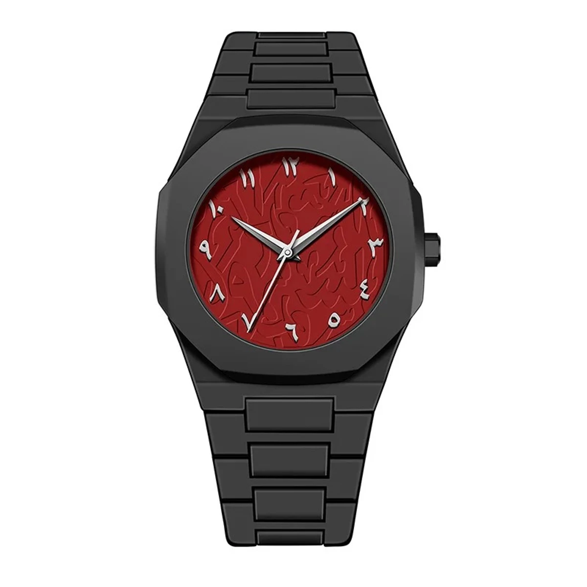 Arabic disit Carbon Fiber body men's watch (46gm weight)-Black&Red