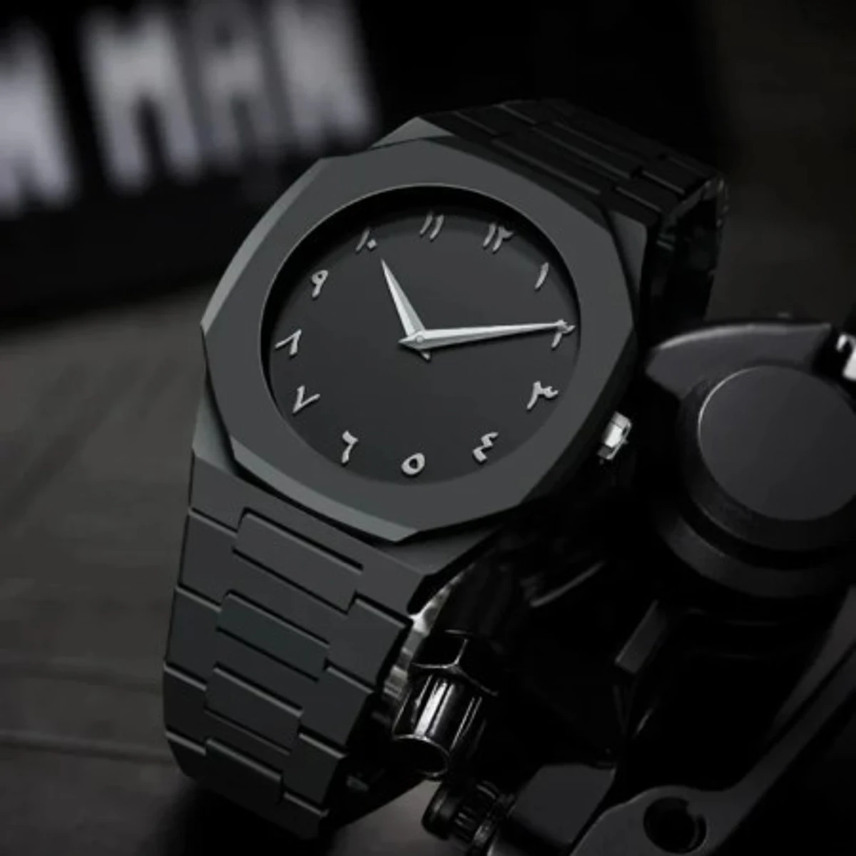 Arabic disit Carbon Fiber body men's watch (46gm weight)-white disit
