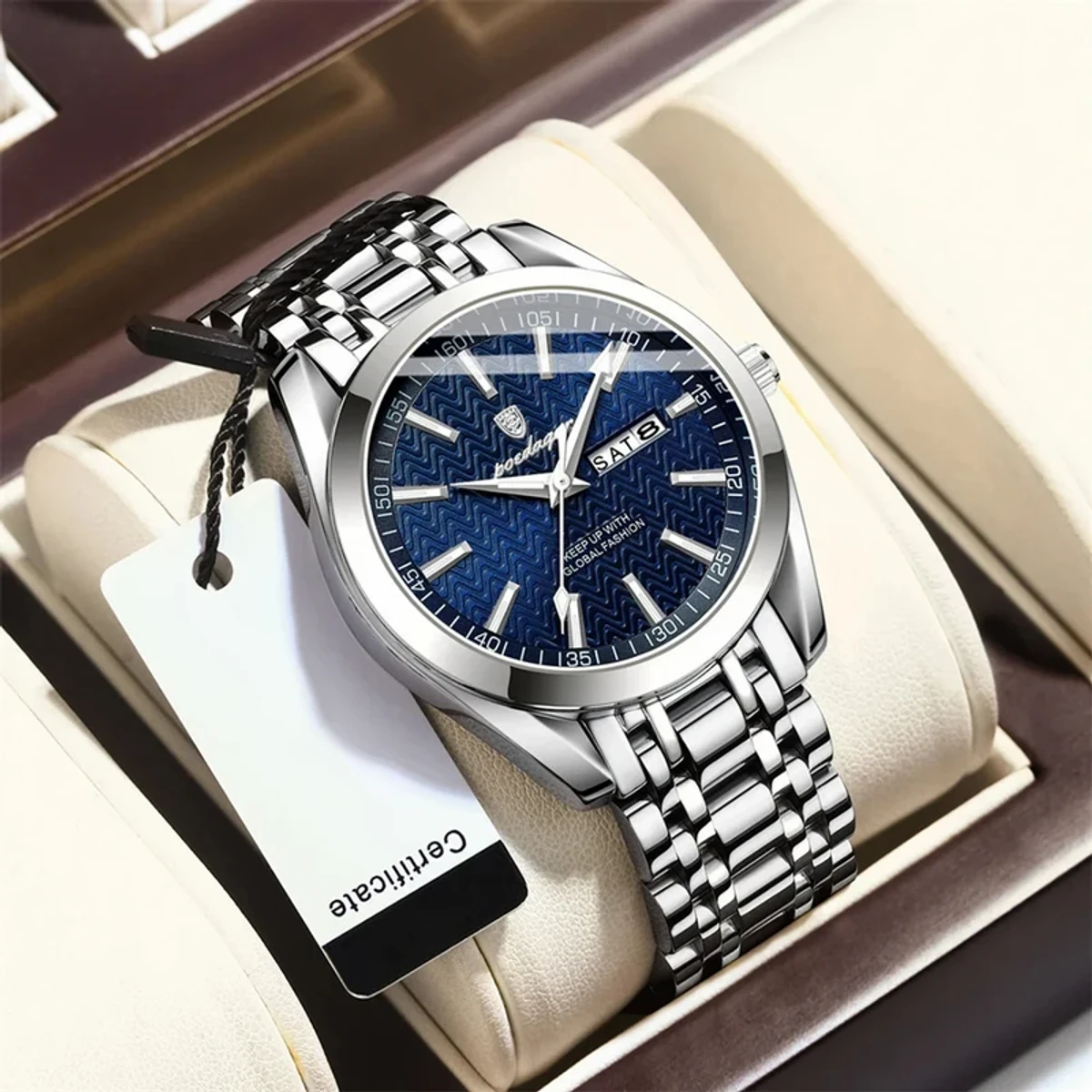 POEDAGAR 962 Luxury Watch - Silver& Blue
