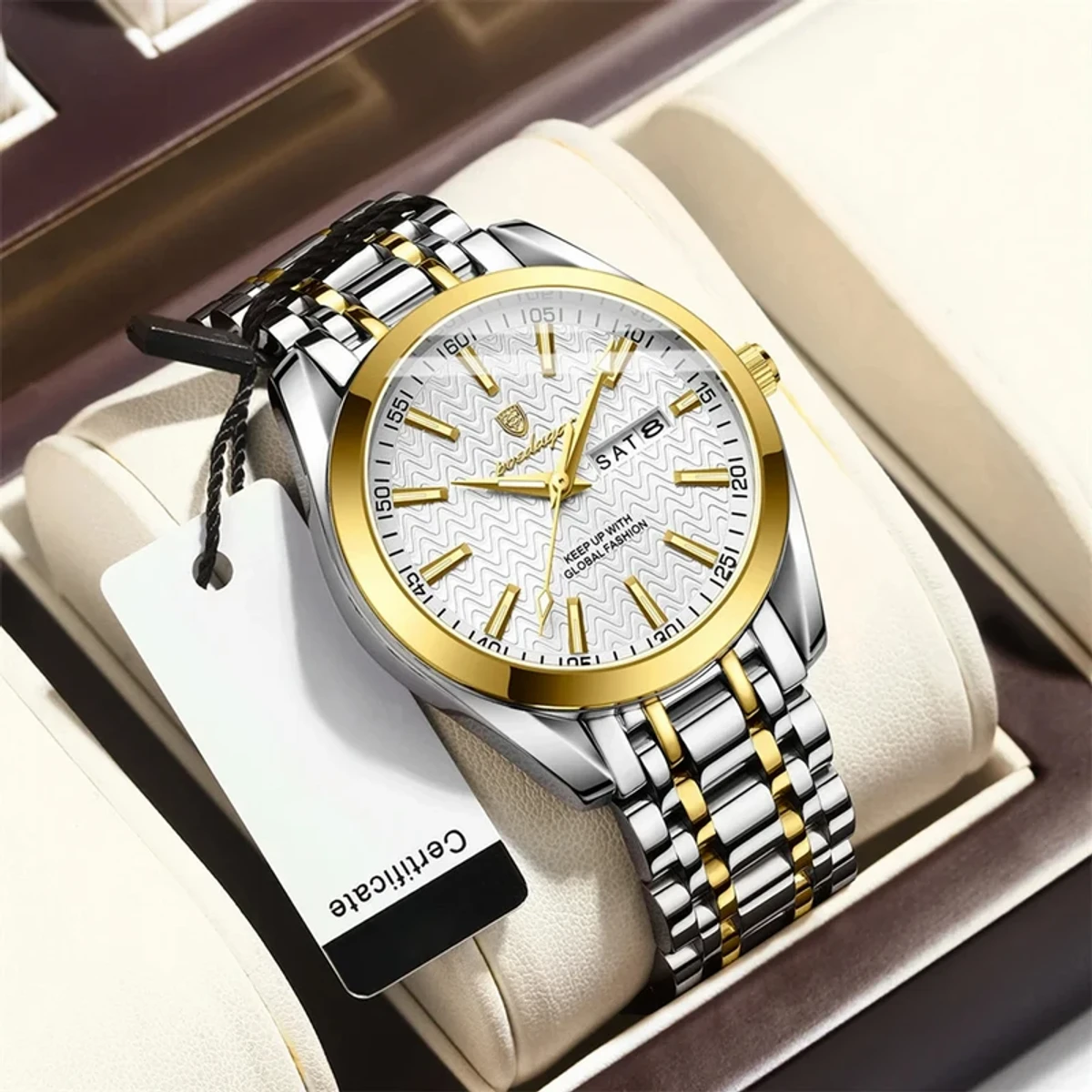 POEDAGAR 962 Luxury Watch - Golden&White
