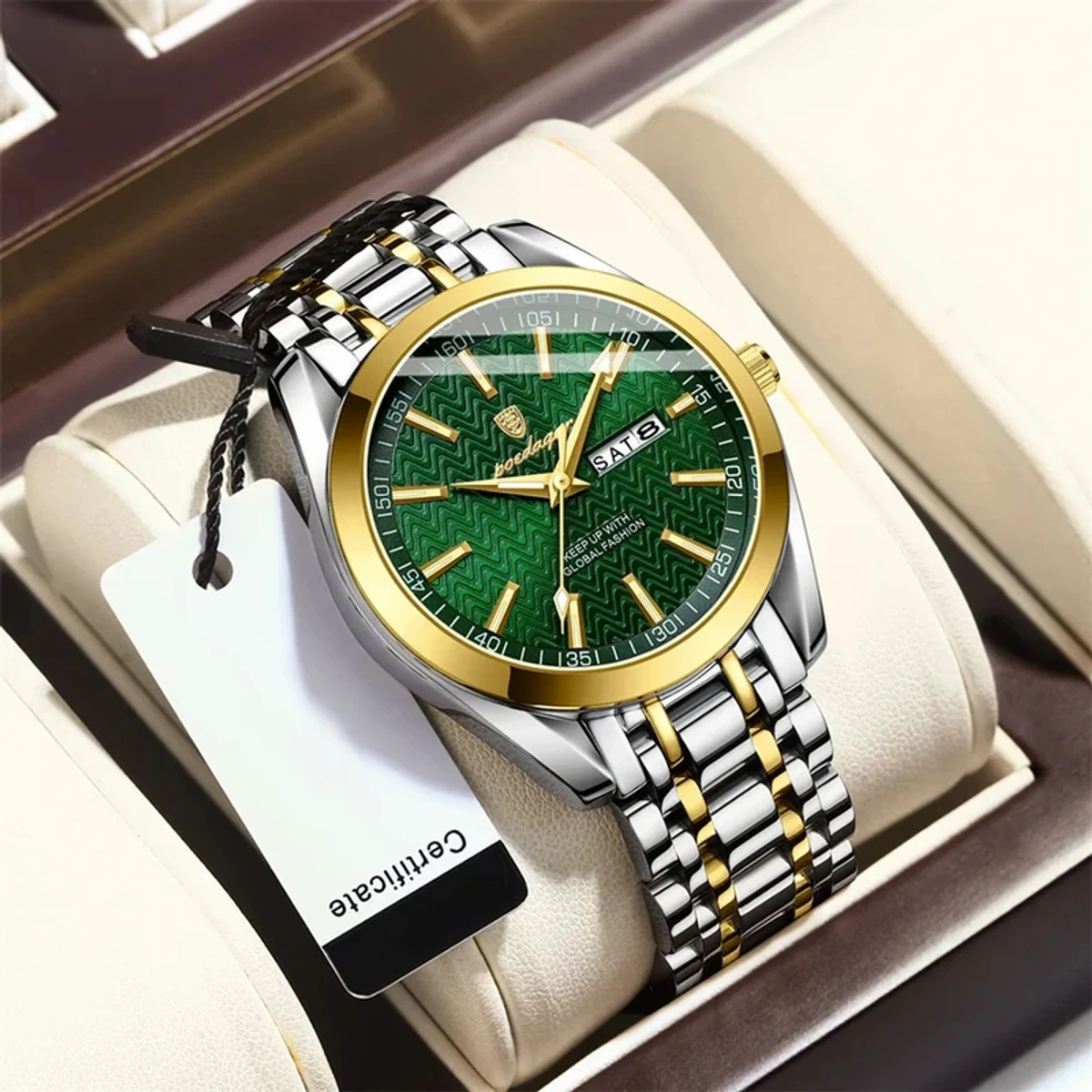 POEDAGAR 962 Luxury Watch - Silver& Green