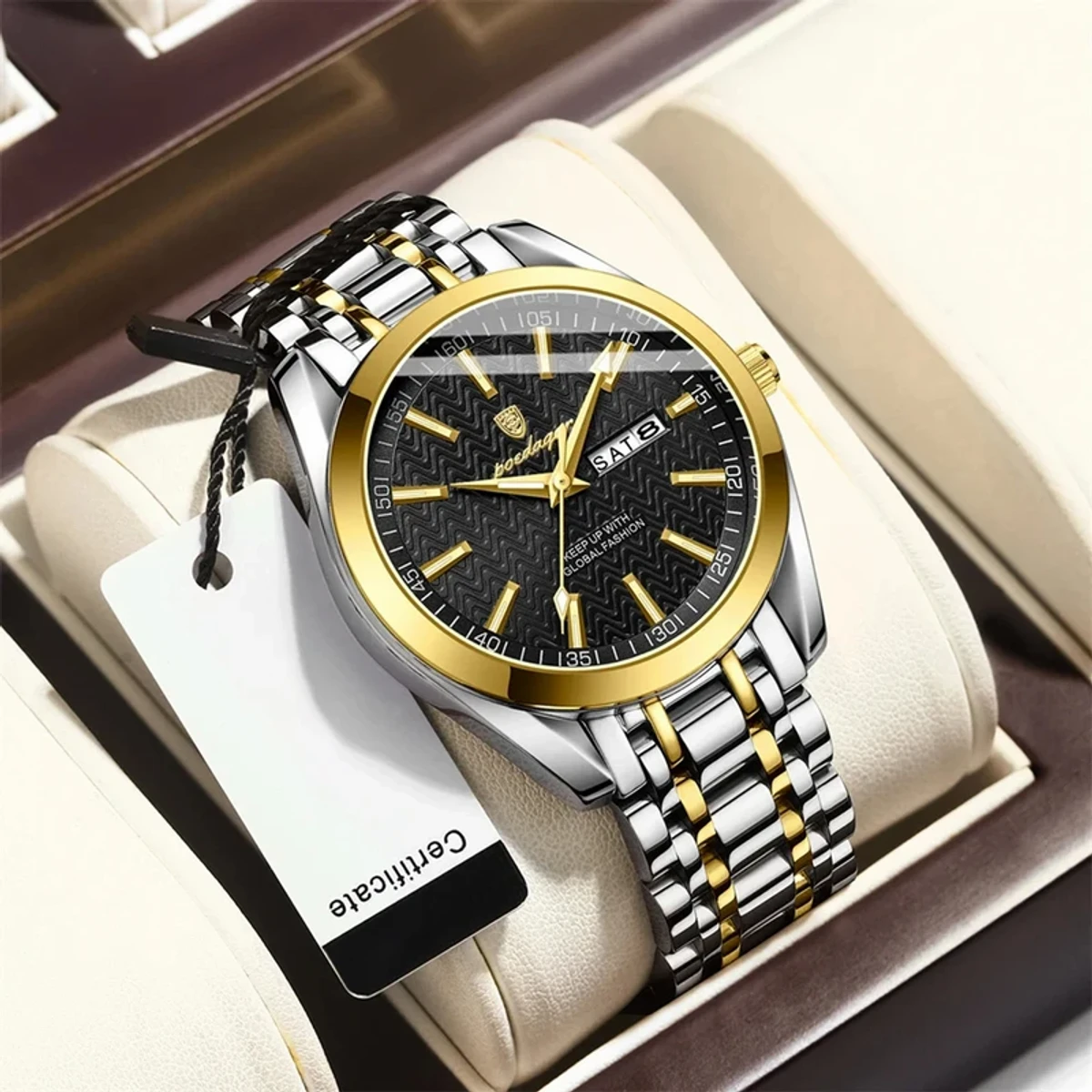 POEDAGAR 962 Luxury Watch - Golden& Black