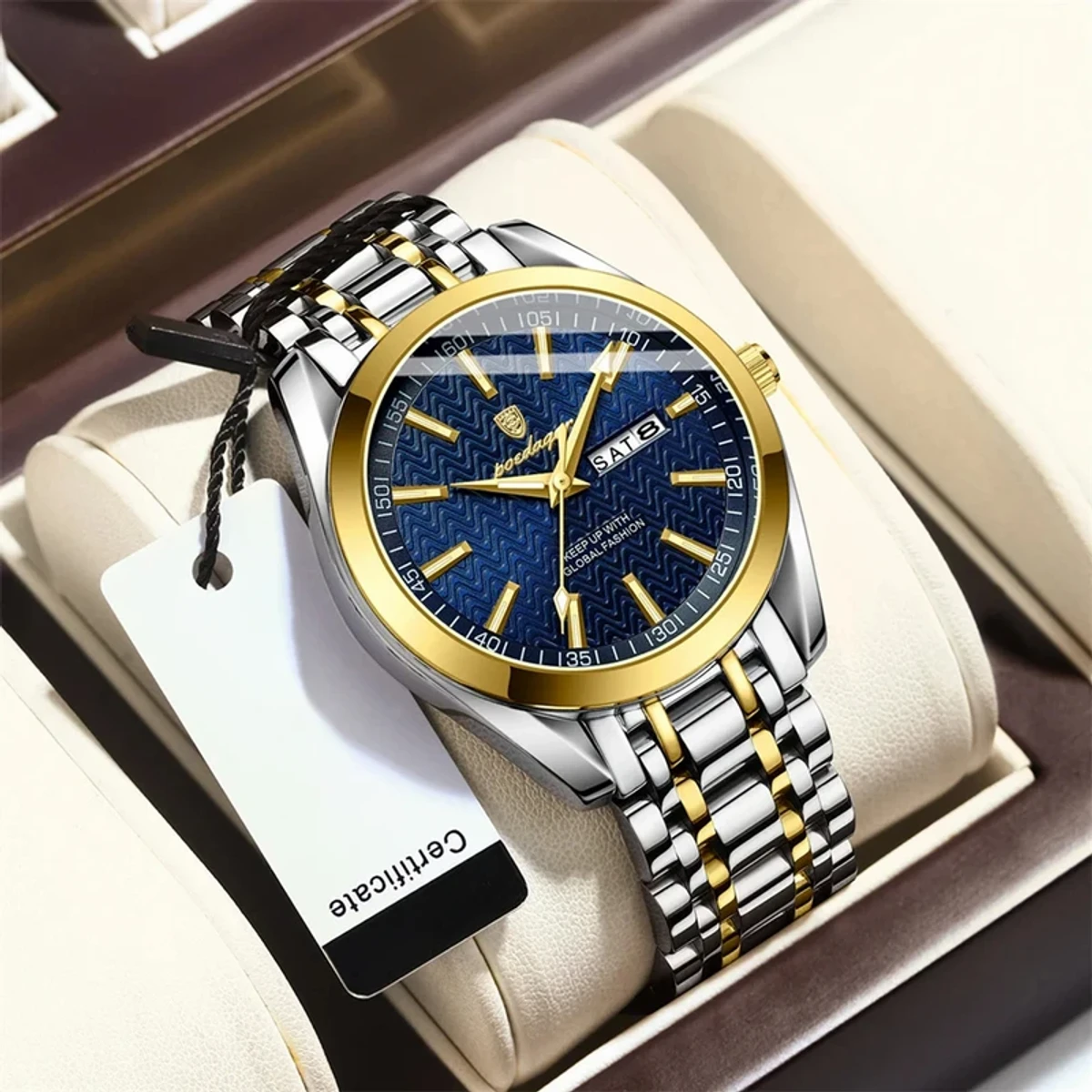 POEDAGAR 962 Luxury Watch - Golden& Blue