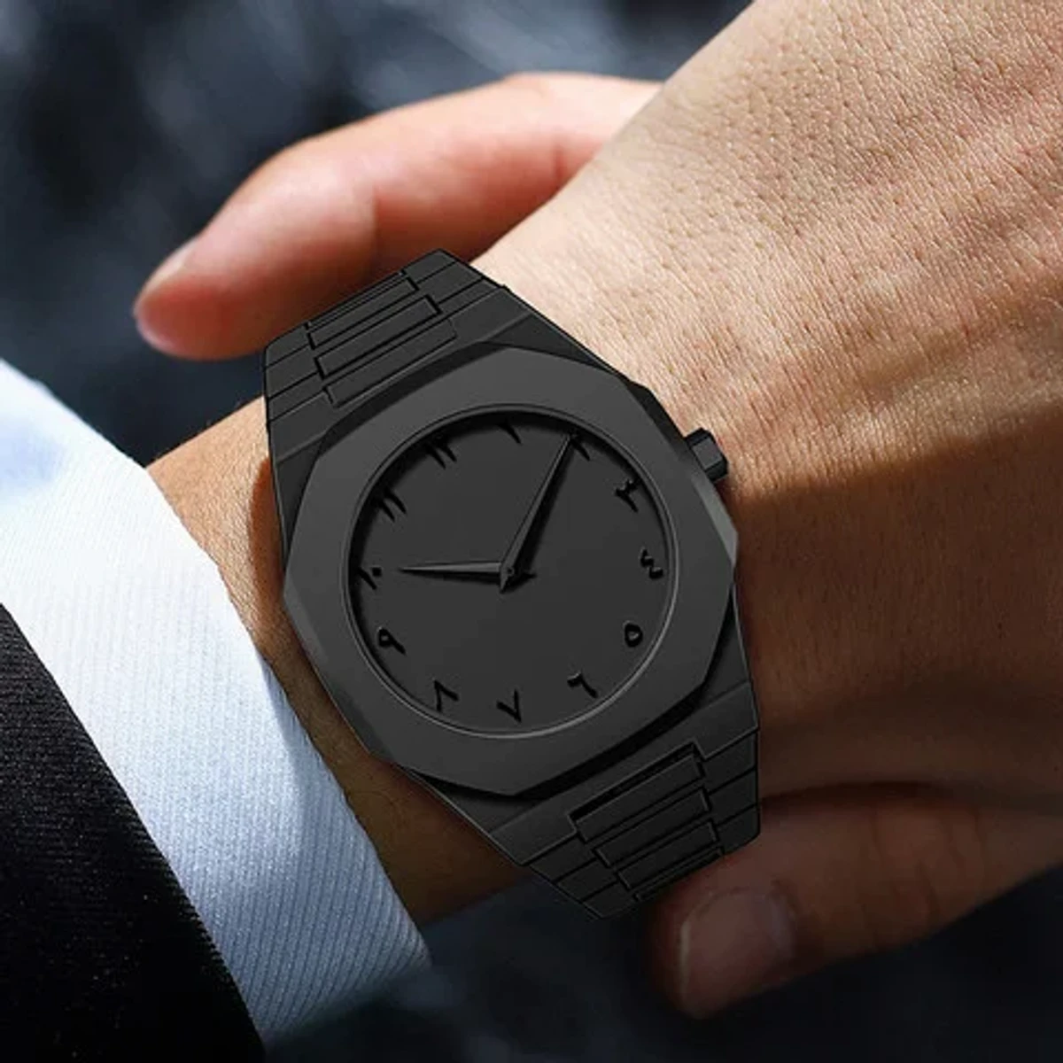 Arabic disit  Carbon Fiber body men's watch (46gm weight)-full black