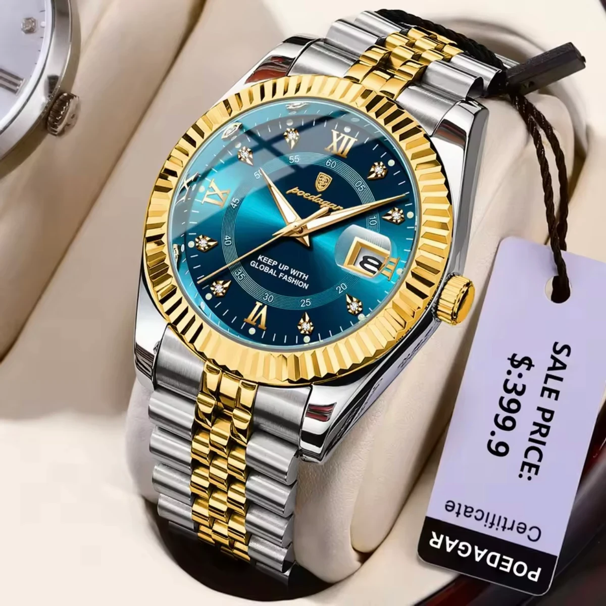 POEDAGAR P910 Luxury Sport Wrist Watch For Man-Golden&Blue
