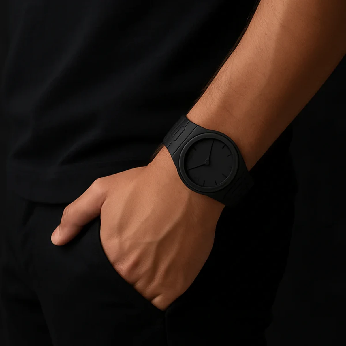 Arabic disit Carbon Fiber body men's watch (46gm weight)-Black&Red