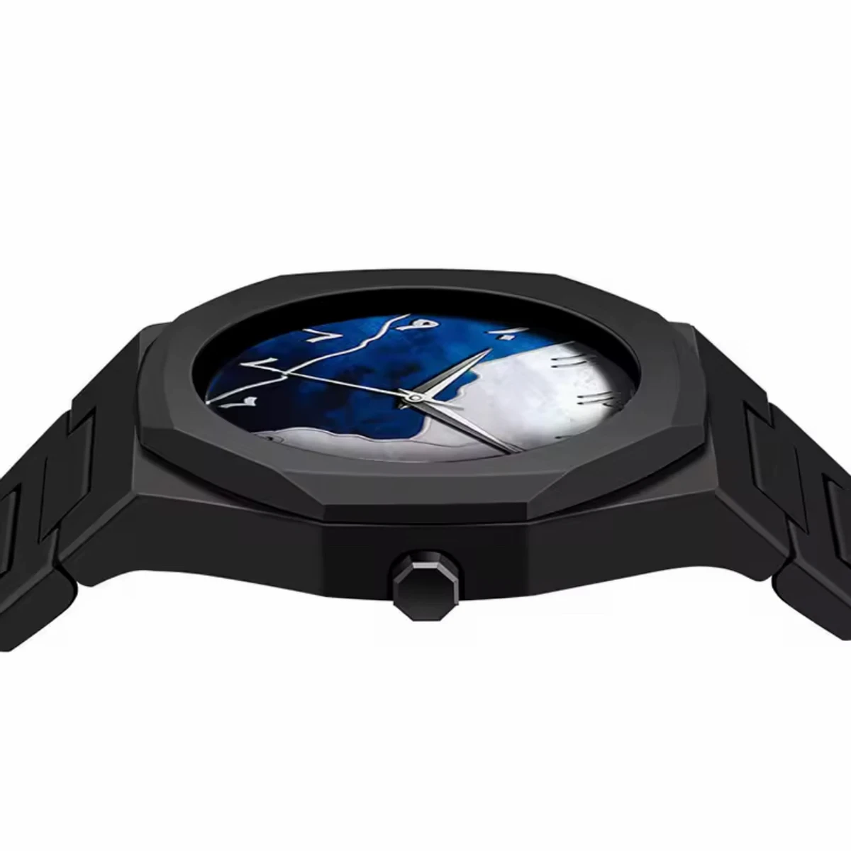 Arabic disit Carbon Fiber body men's watch (46gm weight)-White&Blue