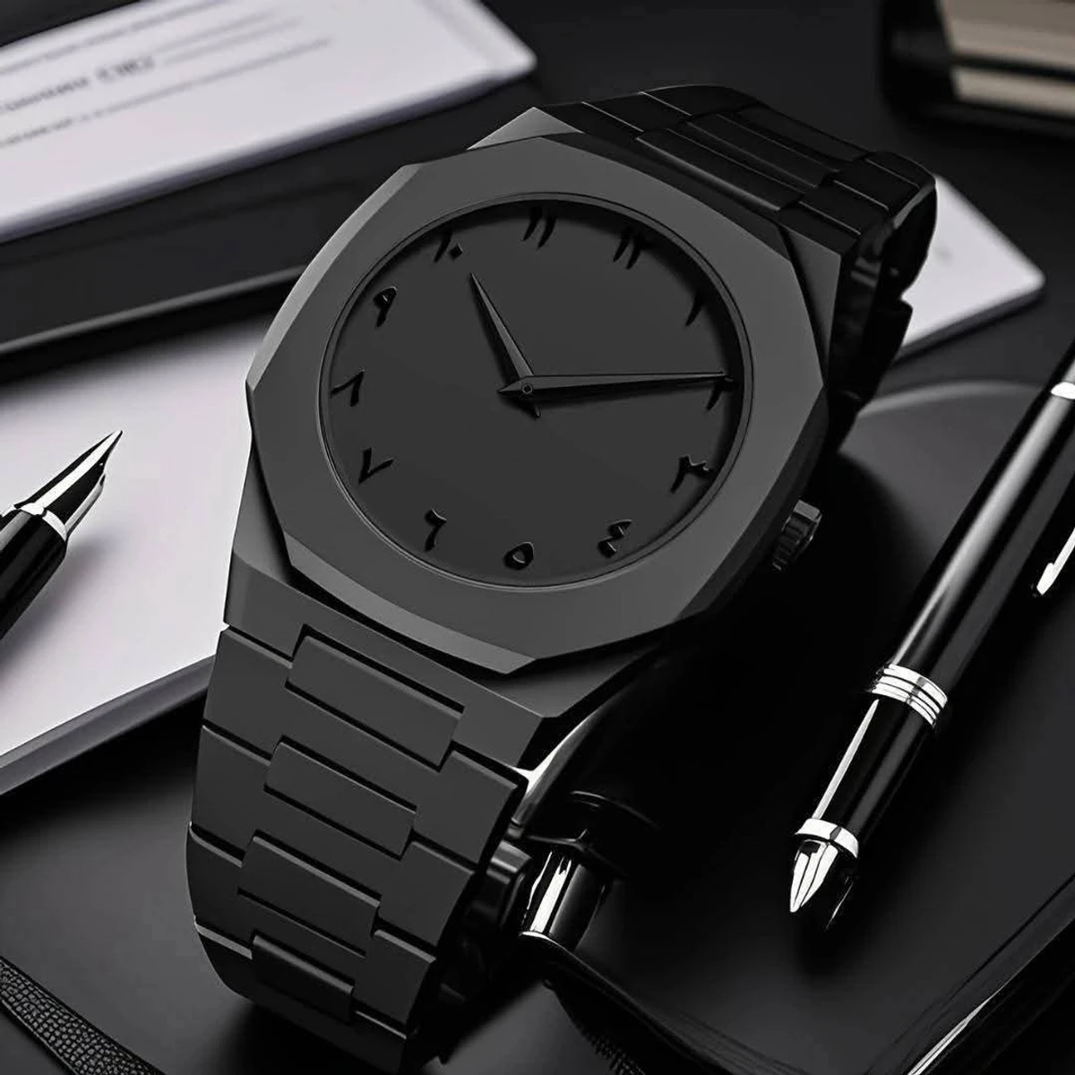 Arabic disit Carbon Fiber body men's watch (46gm weight)-full black