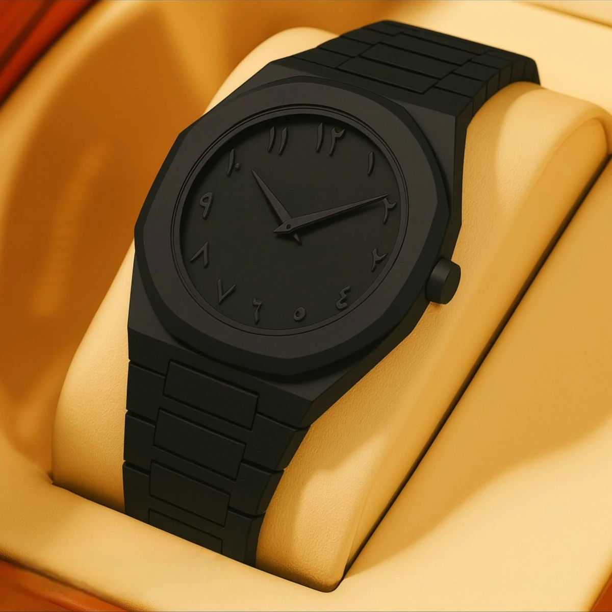 Arabic disit Carbon Fiber body men's watch (46gm weight)-full black