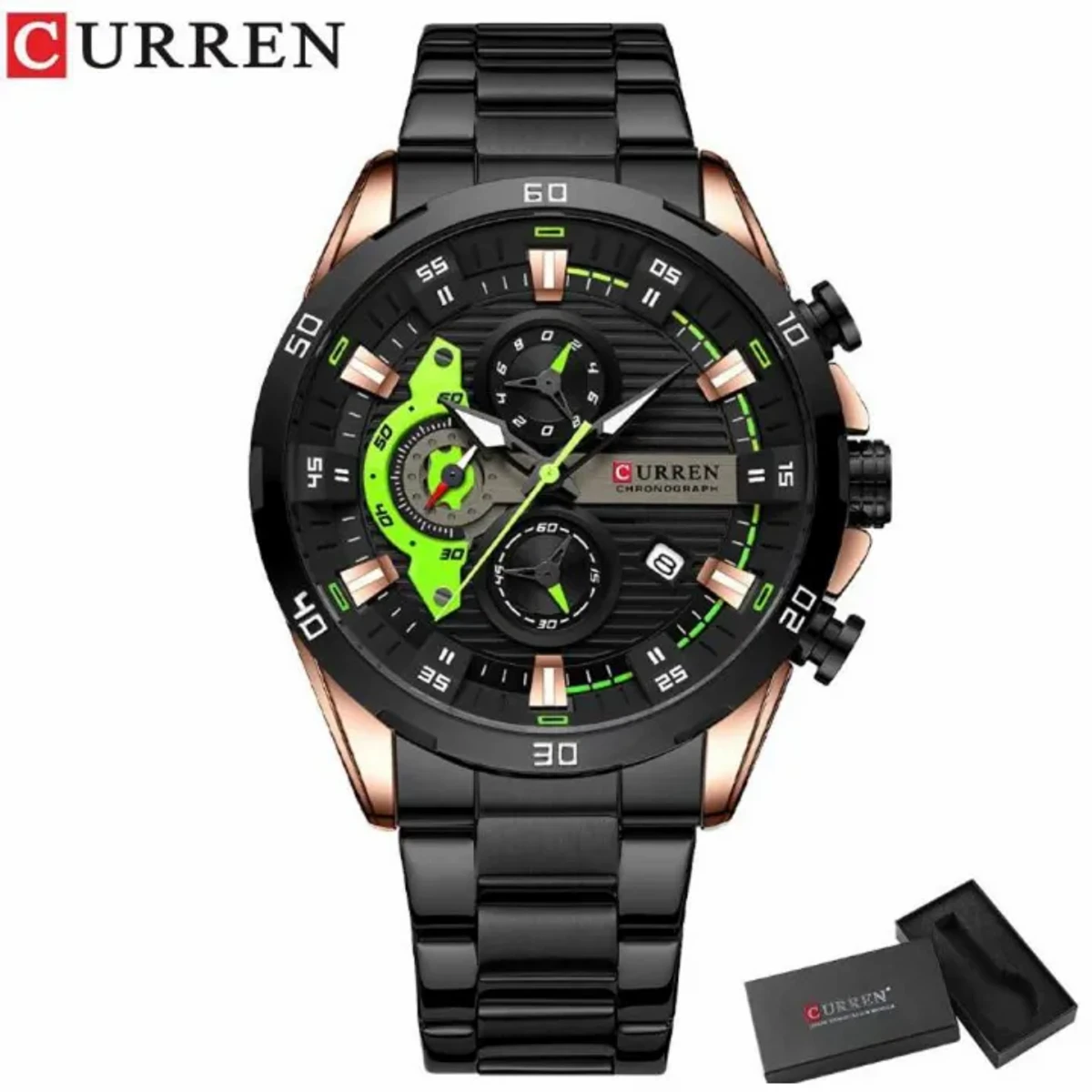 Curren 8402 Men's Watch-Black&green