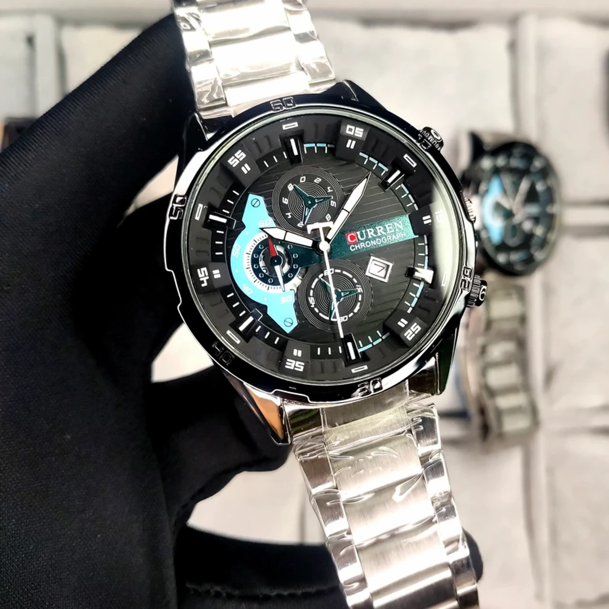 Curren 8402 Men's Watch-BLUE&SILVER