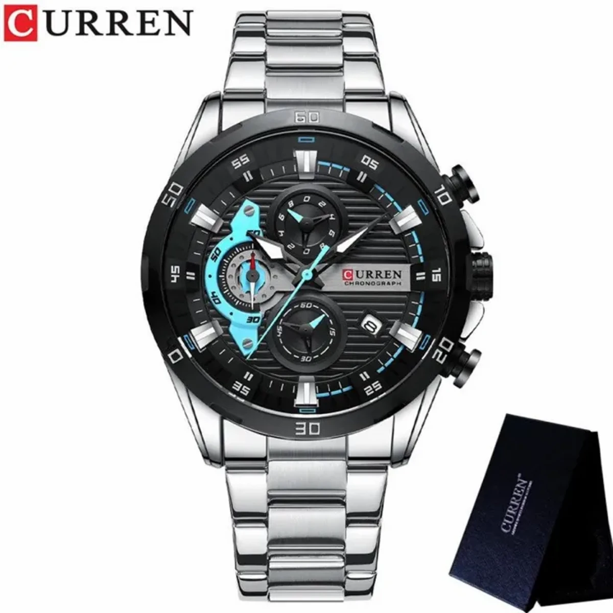 Curren 8402 Men's Watch-BLUE&SILVER